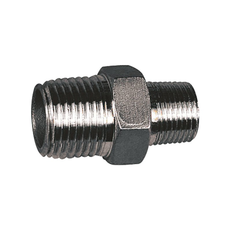 Riegler Doppelgewindenippel, red., 6-kant, G 2 a., G 1 1/2 a., ES 1.4408