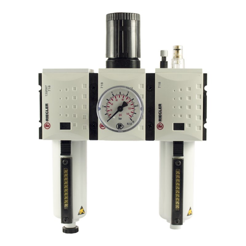 Riegler Wartungseinheit 3-tlg. »FUTURA«, MBeh., BG1, G1/4, 0,5-10 bar, HA