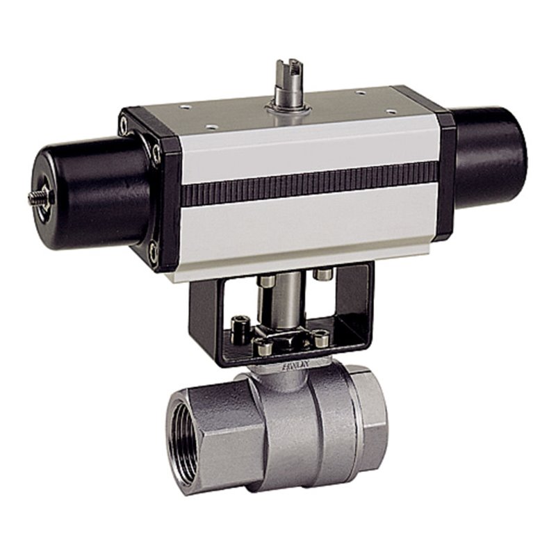 Riegler Edelstahlkugelhahn, pneumat. Stellantrieb, einfachwirkend, Rp 1