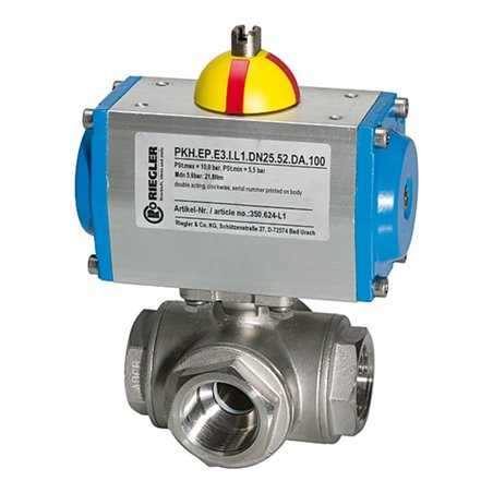 Riegler ES-Kuha, pneumat. Stellantrieb einfachwirkend, L-Bohrung, Rp 3/4