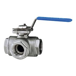 Riegler 3-Wege-Kugelhahn, T-Bohrung, Edelstahl 1.4408, G 2, DN 50, 1082 H-ES