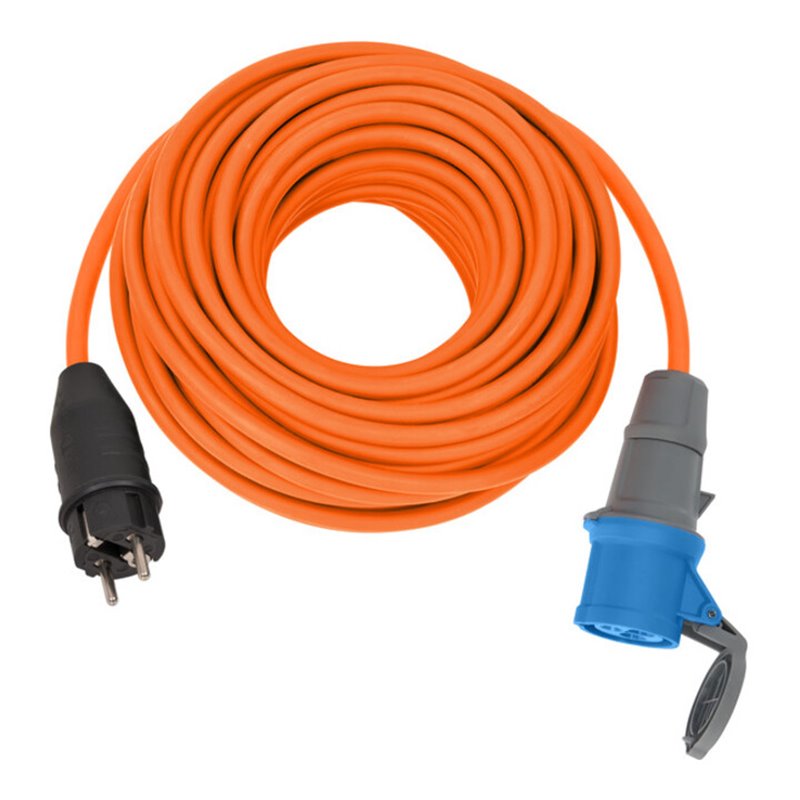 Brennenstuhl Camping Adapterkabel / CEE-Adapter mit Schutzkontakt-Stecker und CEE-Kupplung, 25m Kabel in orange