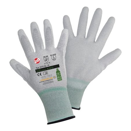 Feinstrickhandschuh Goes Green ESD Gr.9 hellgr/weiß EN21420 EN388 EN16350 Kat.II