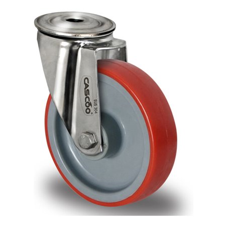 CASCOO Rückenlochlenkrolle ø 160 mm Serie N2U6 Gleitlager Edelstahl