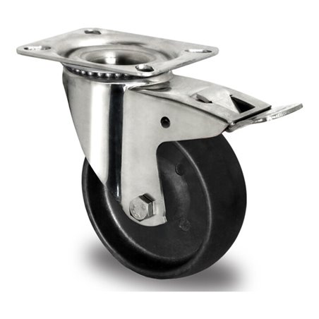 CASCOO Lenkrolle mit Totalfeststeller ø 125 mm Serie C4C4 Gleitlager Edelstahl