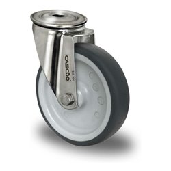 CASCOO Rückenlochlenkrolle ø 160 mm Serie P2V2 Gleitlager Edelstahl