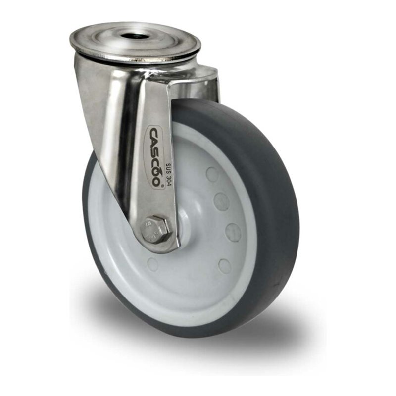 CASCOO Rückenlochlenkrolle ø 200 mm Serie P2V2 Gleitlager Edelstahl