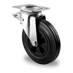 CASCOO Lenkrolle mit Totalfeststeller im Vorlauf ø 200 mm Serie P4S4 Gleitlager