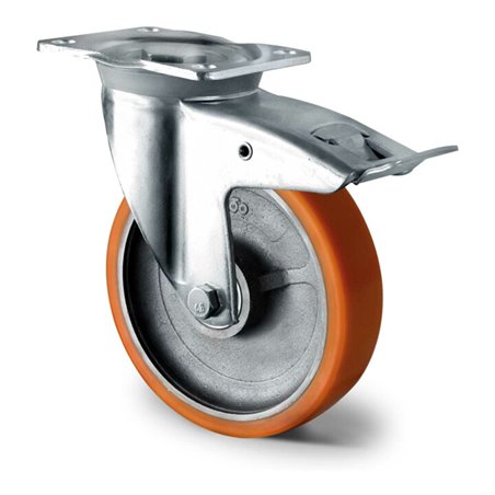 CASCOO Lenkrolle mit Totalfeststeller ø 160 mm Serie I2U5 Doppelkugellager K-Serie