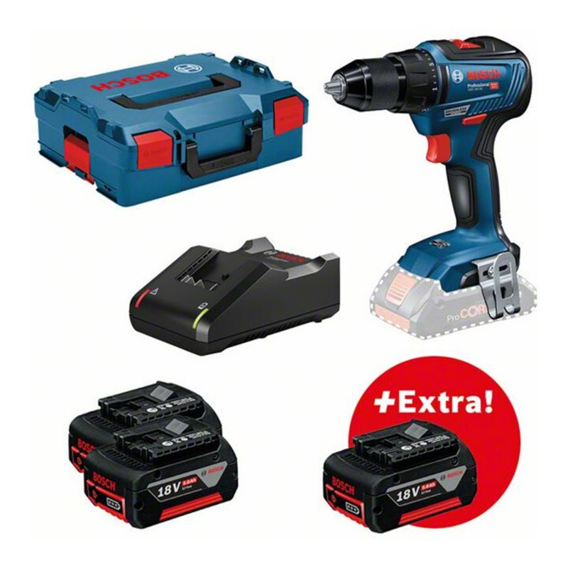Bosch Akku-Bohrschrauber GSR 18V-55 + 3 x Akku GBA 18V 5.0Ah + Ladegerät GAL 18V-40