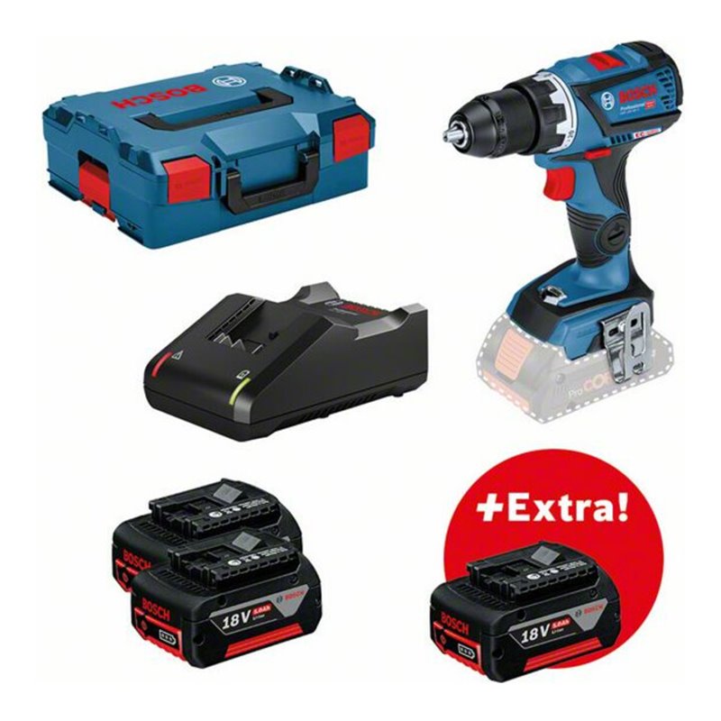 Bosch Akku-Bohrschrauber GSR 18V-60 C + 3 x Akku GBA 18V 5.0Ah + Ladegerät GAL 18V-40