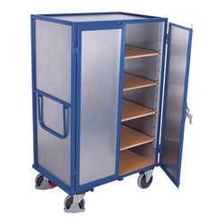 VARIOfit Etagenwagen fest verschweißt, 4 Etagenböden, Doppelflügeltür mit Basquille-Verschluss