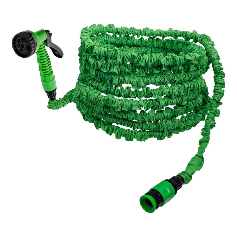 BGS Do it yourself Wasserschlauch Textil flexibel mit Garten-Handbrause mit 7 Funktionen 7,5 - 22 m