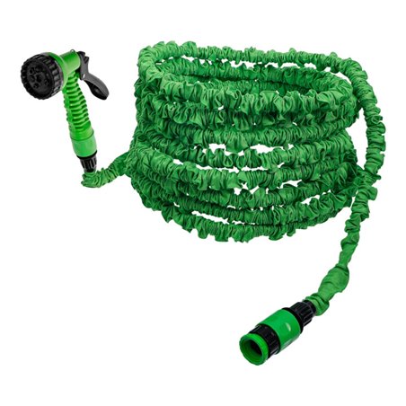 BGS Do it yourself Wasserschlauch Textil flexibel mit Garten-Handbrause mit 7 Funktionen 7,5 - 22 m