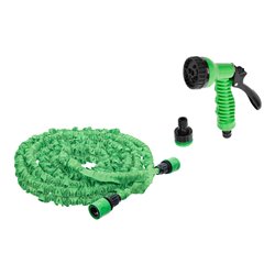 BGS Do it yourself Wasserschlauch Textil flexibel mit Garten-Handbrause mit 7 Funktionen 7,5 - 22 m
