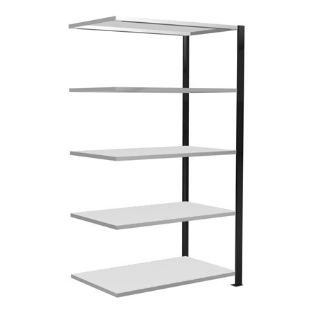 Schulte Anbauregal Schraubsystem MULTIplus150, 5 Fachböden, beidseitig nutzbar, Tiefe 600 mm, Aussteifung durch Längenriegel, sc