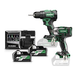 HiKOKI Combo-Kit Akku-Bohrschrauber + Schlagschrauber KC18DE-1 + 2x Akkus BSL36A18