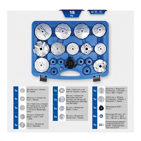 Brilliant Tools Ölfilterschlüssel-Satz, 19-tlg