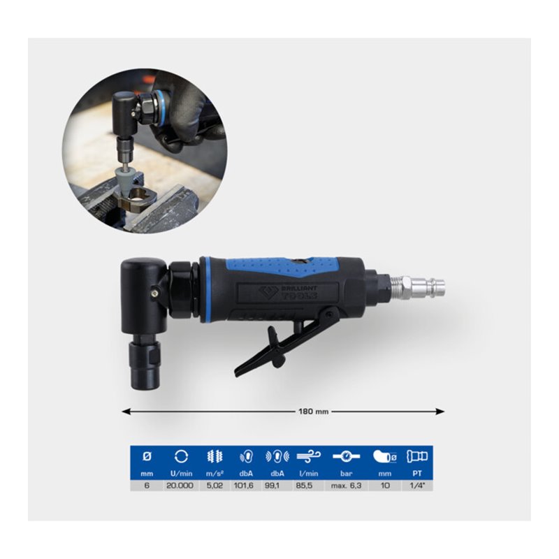 Brilliant Tools Druckluft-Stabschleifer, abgewinkelt