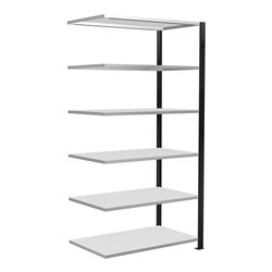 Schulte Anbauregal Schraubsystem MULTIplus150, 6 Fachböden, beidseitig nutzbar, Tiefe 600 mm, Aussteifung durch Längenriegel, sc