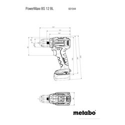 Metabo Akku-Bohrschrauber PowerMaxx BS 12 BL (601044800) metaBOX 118, 12V 2x4Ah LiHD + ASC 55