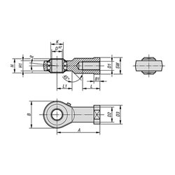 KIPP Gelenkkopf DIN ISO 12240-4 mit Kugellagerung, M16 Rechtsgewinde, D16, Stahl verzinkt