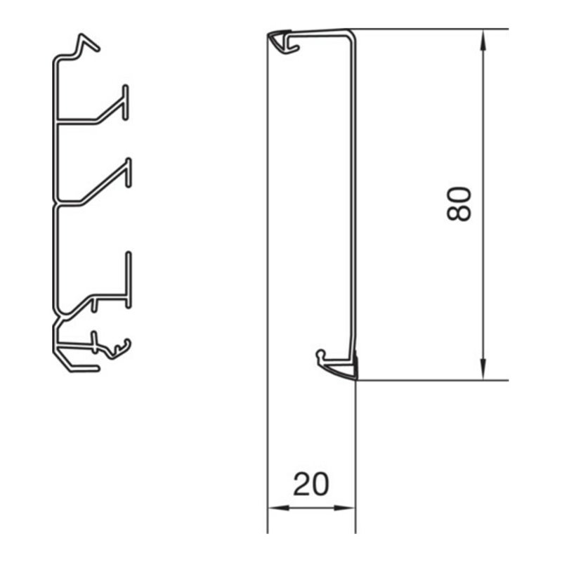 Tehalit SockelleistenkanalOberteil zu SL 20x80mm vw SL20080219016