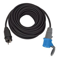 Brennenstuhl Adapterkabel/CEE-Adapter mit Schutzkontakt-Stecker und CEE-Kupplung (25m Kabel in Schwarz, H07RN-F 3G2,5, 230V/16A,