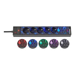 Brennenstuhl Gaming Steckdosenleiste GSL 05 USB mit LED Beleuchtung (5-fach beleuchtete Mehrfachsteckdose für Gaming-Setup mit L