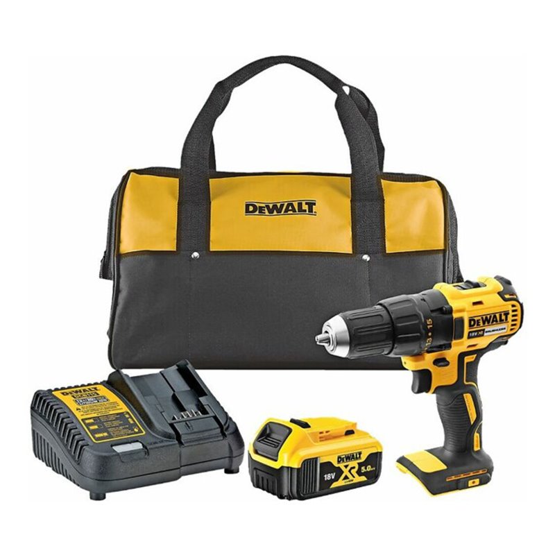 DEWALT Akku-Bohrschrauber 18V inkl. 5 Ah, Ladegerät und Tragetasche