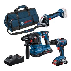 Bosch Combo Kit 3-tlg. 18V: GSR 18V-55/GWS 18V-7/GBH 18V-22, 2x Akku, Schnellladegerät