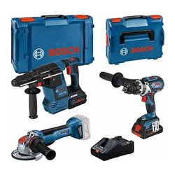 Bosch Combo Kit Set, 3 18V-Werkzeuge: GSR 18V-110C, GWX 18V-10 P, GBH 18V-26F, 2x Akku