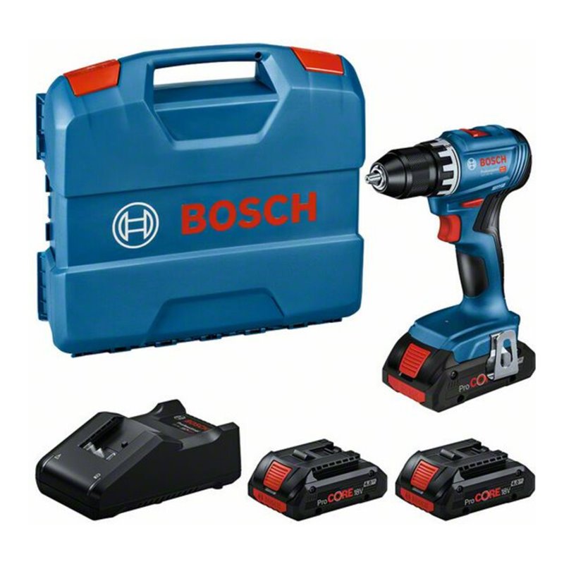 Bosch Professional Set: Akku-Bohrschrauber GSR 18V-45, 3 x ProCORE18V 4.0Ah, L-Case