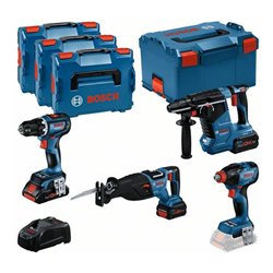 Bosch Combo Kit Set mit 4x 18V: GSR 18V-90C/GDX 18V-210C/GBH18V-24C/GSA18V-28, 3x Akku