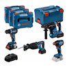 Bosch Combo Kit Set mit 4x 18V: GSR 18V-90C/GDX 18V-210C/GBH18V-24C/GSA18V-28, 3x Akku