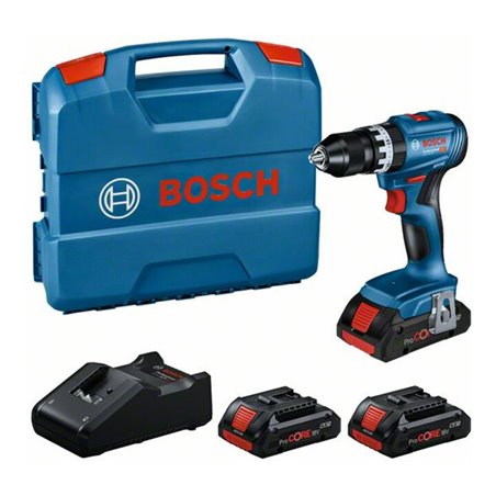 Bosch Prof. Set: Akku-Schlagbohrschrauber GSB 18V-45, 3x ProCORE18V 4.0Ah, L-Case