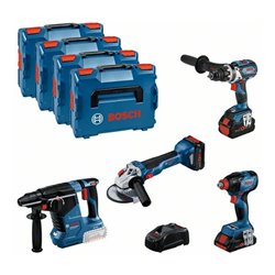 Bosch Combo Kit Set mit 4x 18V: GSR18V-110C/GDX18V-210C/GWS18V-10/GBH 18V-24C, 3x Akku