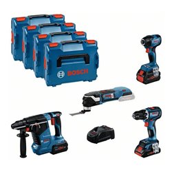 Bosch Combo Kit Set mit 4x 18V: GSR 18V-90C/GDR 18V-210C/GBH18V-24C/GOP18V-28, 3x Akku
