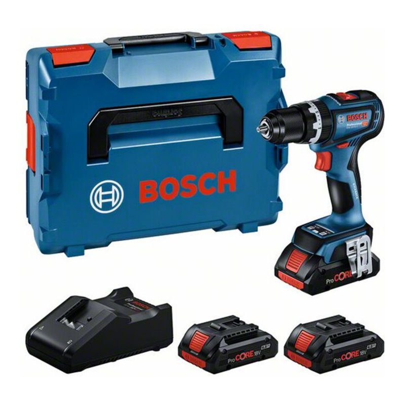 Bosch Prof. Set: Akku-Schlagbohrschrauber GSB 18V-90 C, 3 x ProCORE18V 4.0Ah, L-BOXX