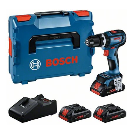 Bosch Prof. Set: Akku-Schlagbohrschrauber GSB 18V-90 C, 3 x ProCORE18V 4.0Ah, L-BOXX