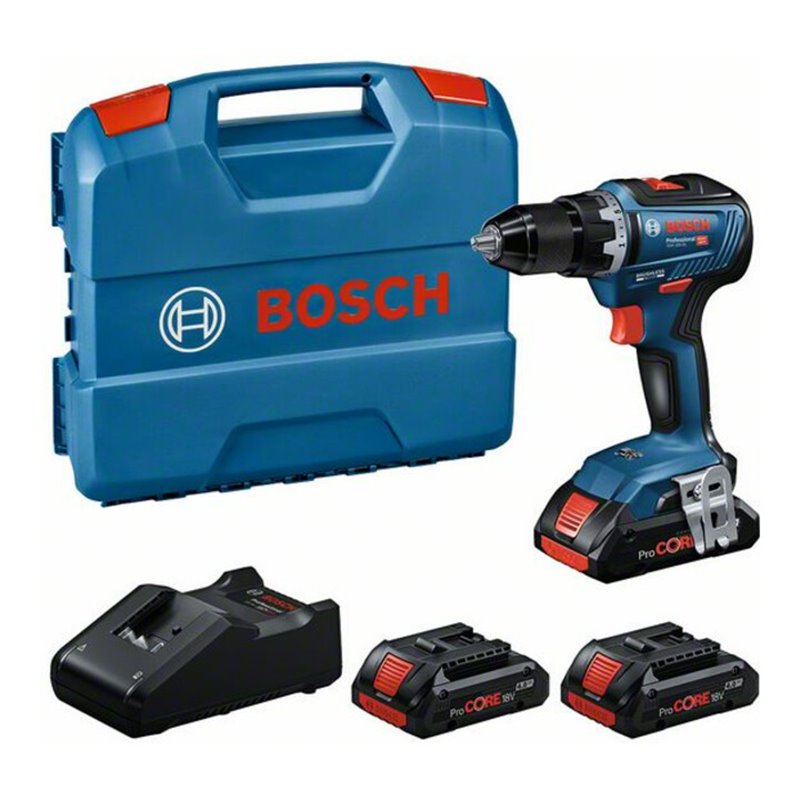 Bosch Professional Set: Akku-Bohrschrauber GSR 18V-55, 3 x ProCORE18V 4.0Ah, L-Case