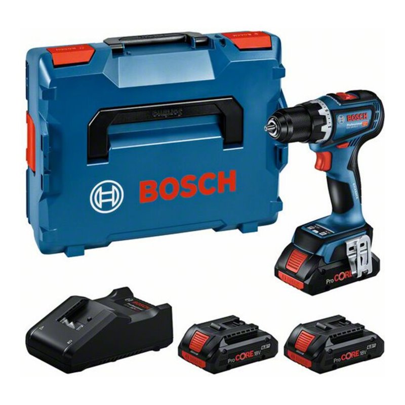 Bosch Professional Set: Akku-Bohrschrauber GSR 18V-90 C, 3 x ProCORE18V 4.0Ah, L-BOXX