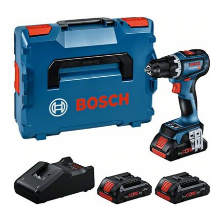 Bosch Professional Set: Akku-Bohrschrauber GSR 18V-90 C, 3 x ProCORE18V 4.0Ah, L-BOXX