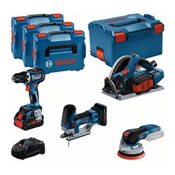 Bosch Combo Kit Set mit 4x 18V-Werkzeugen: GSR, GKT, GST, GEX, 3x Akku