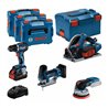 Bosch Combo Kit Set mit 4x 18V-Werkzeugen: GSR, GKT, GST, GEX, 3x Akku
