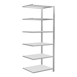 Schulte Anbauregal Schraubsystem MULTIplus150, 6 Fachböden, beidseitig nutzbar, Tiefe 600 mm, Aussteifung durch Längenriegel