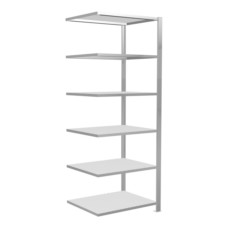 Schulte Anbauregal Schraubsystem MULTIplus150, 6 Fachböden, beidseitig nutzbar, Tiefe 600 mm, Aussteifung durch Längenriegel