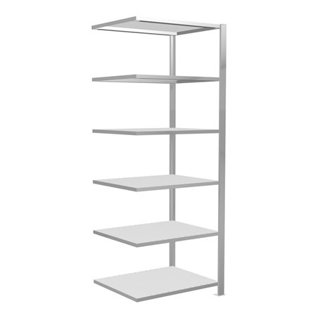 Schulte Anbauregal Schraubsystem MULTIplus150, 6 Fachböden, beidseitig nutzbar, Tiefe 600 mm, Aussteifung durch Längenriegel