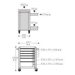 Stahlwille Werkstattwagen TTS 93/6 R 6 Schubl. 481 x 877 x 1000 mm rot, RAL 3020 schwarz RAL 9005