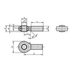KIPP Gelenkkopf DIN ISO 12240-4 mit Kugellagerung Rechtsgewinde, Stahl verzinkt
